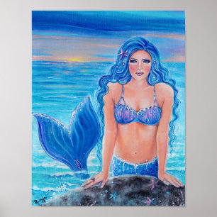 Making a splash blue mermaid poster by Renee