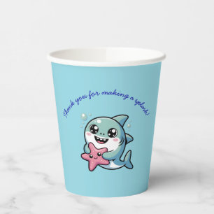 Making a Splash Cute Kawaii Shark Baby Shower Paper Cups