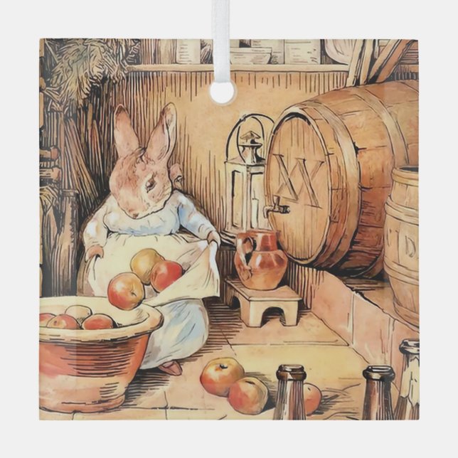 “Making Apple Cider” by Beatrix Potter Glass Tree Decoration (Front)