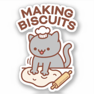 MAKING BISCUITS Funny Cat Sticker