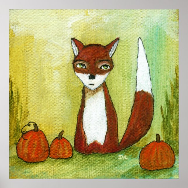 Making Choices Whimsical Woodland Fox Art Painting Poster (Front)