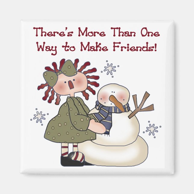 Making Friends Snowman T-shirts and Gifts Magnet (Front)