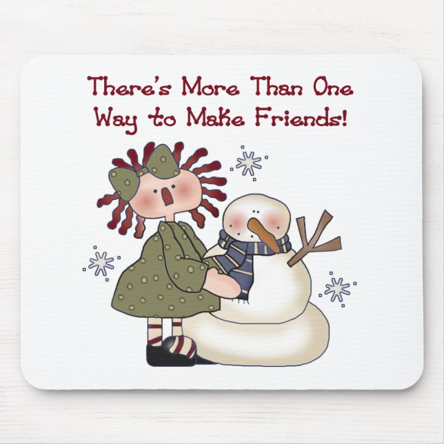 Making Friends Snowman T-shirts and Gifts Mouse Pad (Front)