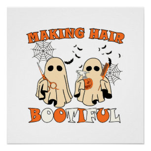 Making Hair Funny Ghost Hairdresser Halloween  Poster
