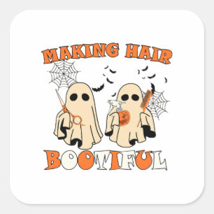 Making Hair Funny Ghost Hairdresser Halloween Square Sticker