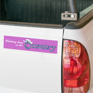 "Making hay in the Country" purple car sticker