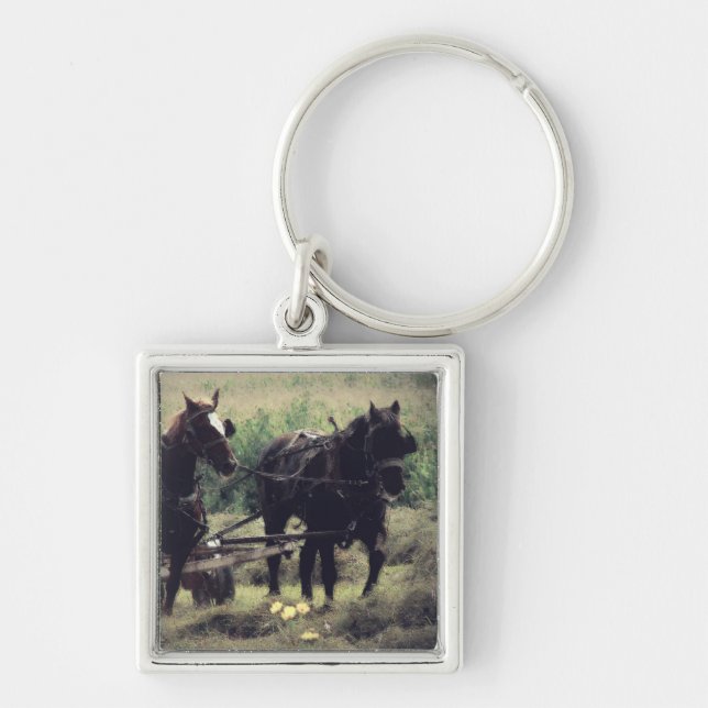 Making Hay With Horses Key Ring (Front)