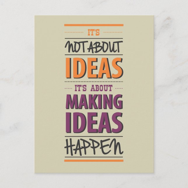 "Making ideas happen" quote Postcard (Front)