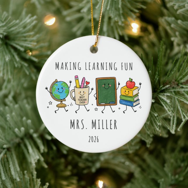 Making Learning Fun Personalised Teacher  Ceramic Ornament (Tree)