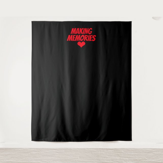 Making Memories Red Black Wedding Photo Backdrop Tapestry (Front)