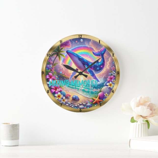Making Memories Whale Rainbow Beach  Large Clock (Home)