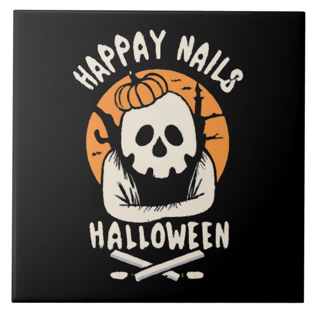 Making Nails Bootiful Halloween  Ceramic Tile (Front)