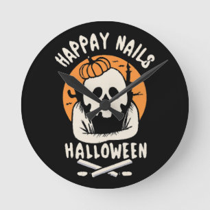 Making Nails Bootiful Halloween Round Clock