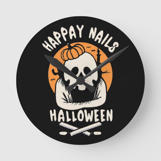 Making Nails Bootiful Halloween  Round Clock (Front)