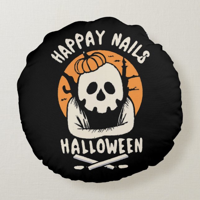 Making Nails Bootiful Halloween  Round Cushion (Back)