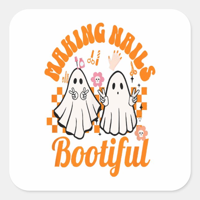 making nails bootiful halloween square sticker (Front)