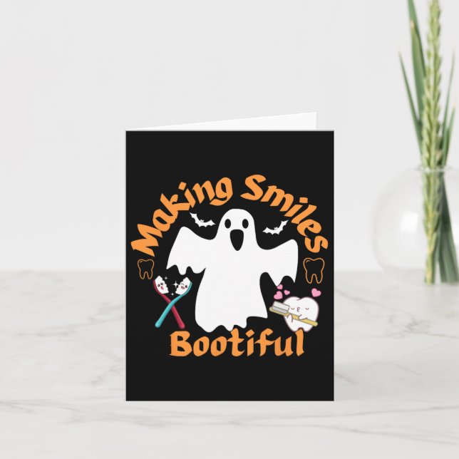 Making Smiles Bootiful Funny Ghost Dentist Hallowe Card (Front)