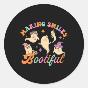 Making Smiles Bootiful Funny Ghost Dentist Hallowe Classic Round Sticker
