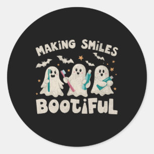 Making Smiles Bootiful Halloween Funny Ghost Denti Classic Round Sticker