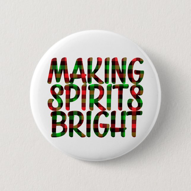 Making Spirits Bright Buffalo Plaid Christmas 6 Cm Round Badge (Front)