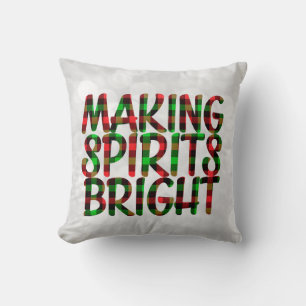 Making Spirits Bright Buffalo Plaid Christmas Cushion