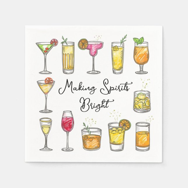 Making Spirits Bright Christmas Cocktail Napkin (Front)