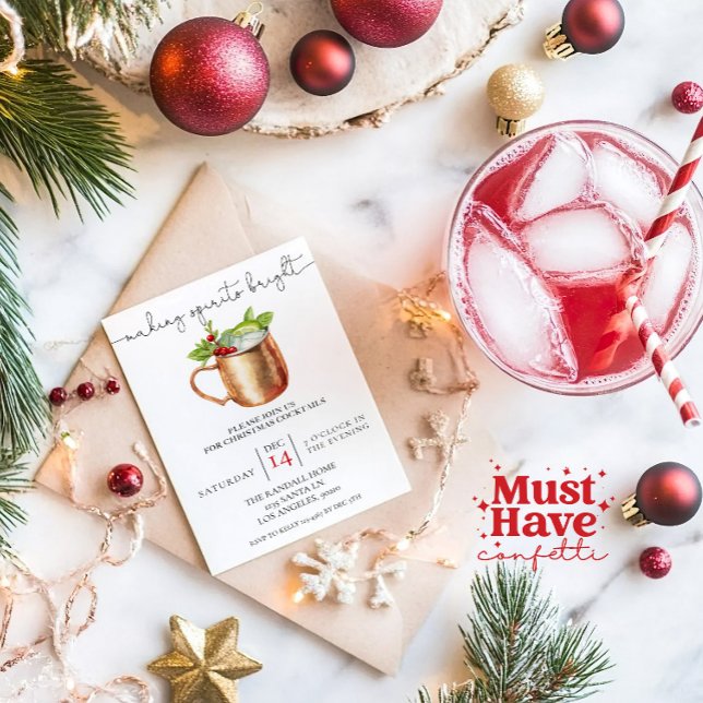 Making Spirits Bright Christmas Cocktail Party Holiday Card (Creator Uploaded)