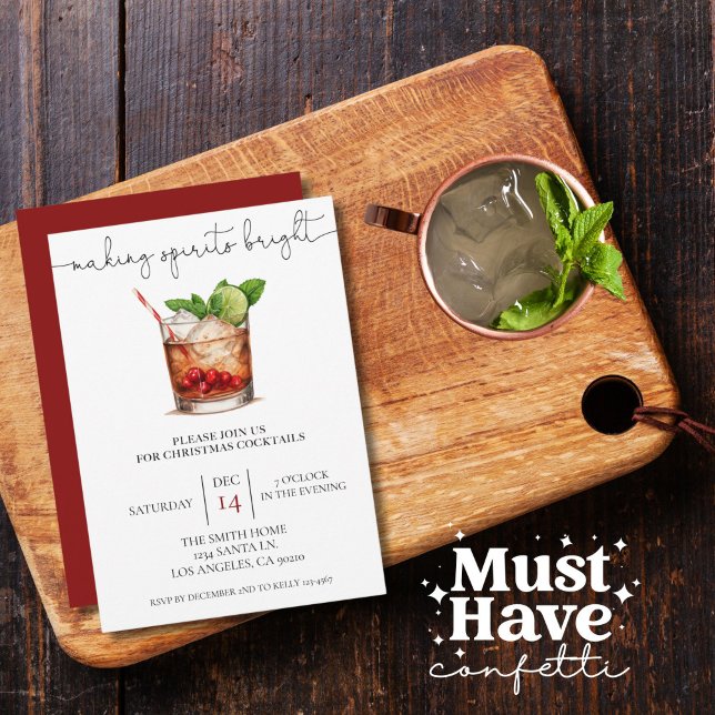 Making Spirits Bright Christmas Cocktail Party Holiday Card (Creator Uploaded)