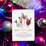 Making Spirits Bright | Christmas Cocktail Party Invitation<br><div class="desc">Making spirits bright! A set of hand-painted Christmas drinks, including a martini with a candy cane, mulled wine with star anise orange, and cinnamon, champagne with candy and frozen berries, and a white russian decorated with a sprig of holly. Below there is hand-written gold lettering and the party information in...</div>