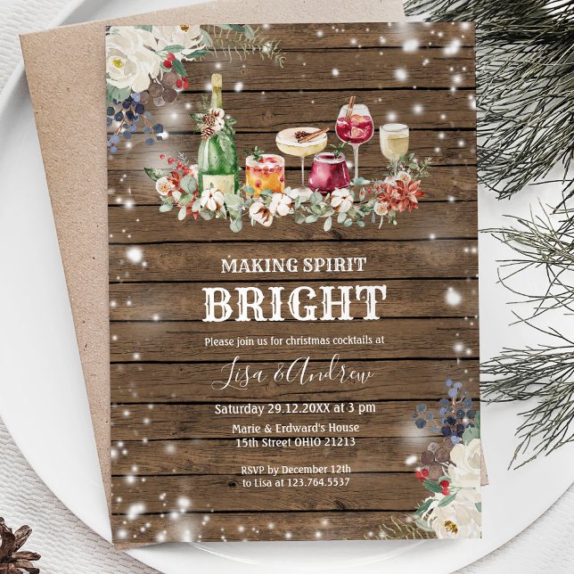 Making Spirits Bright Christmas Cocktail Party  Invitation (Creator Uploaded)