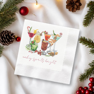 Making Spirits Bright Christmas Cocktail Party Napkin