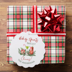 Making Spirits Bright Christmas Cocktails Holiday Tree Decoration Card