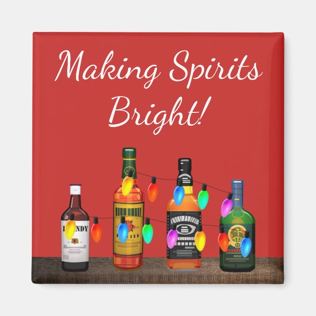 Making Spirits Bright Christmas Cocktails Magnet (Front)