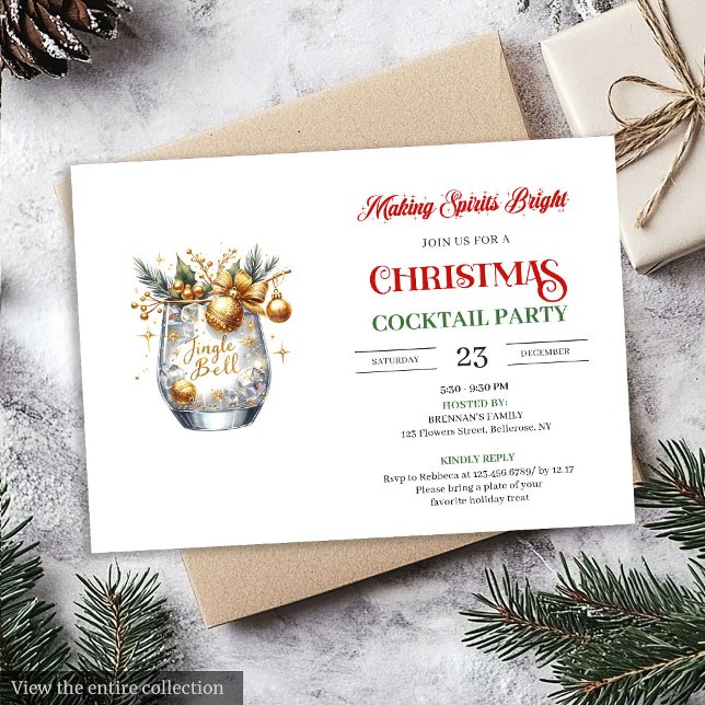 Making Spirits Bright Christmas cocktails party Invitation (Making Spirits Bright Christmas cocktails party Invitation)