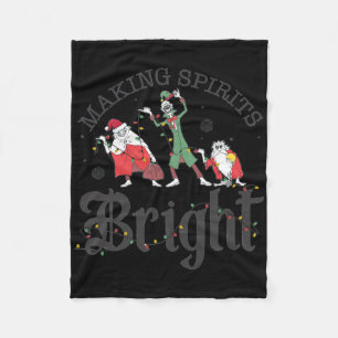 Making Spirits Bright Christmas Haunted Ghosts  Fleece Blanket