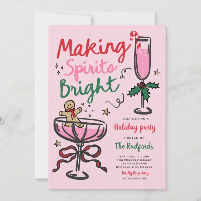 Making Spirits Bright Christmas Holiday Party Invitation (Front)