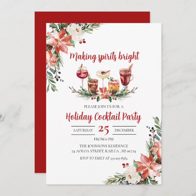 Making Spirits Bright Christmas Party Invitation (Front/Back)