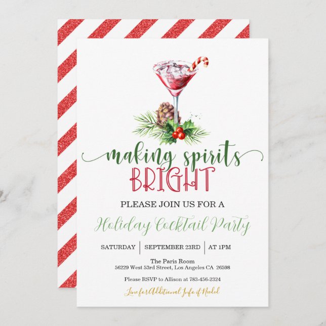 Making Spirits Bright Christmas Party Invitation (Front/Back)