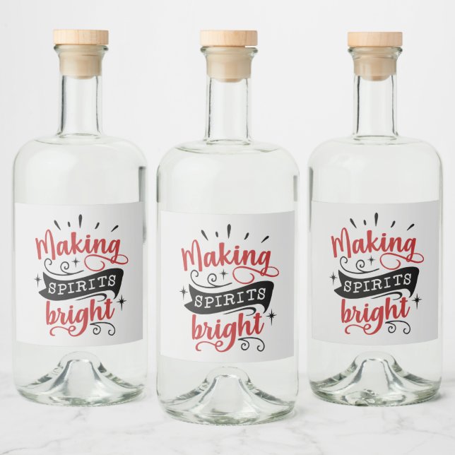 making spirits bright Christmas party Liquor Bottle Label (Bottles)