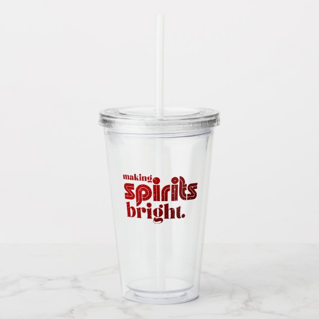 Making spirits bright - Christmas retro Acrylic Tumbler (Front)