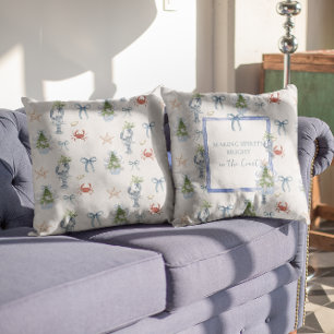 Making Spirits Bright Coastal Christmas Cushion