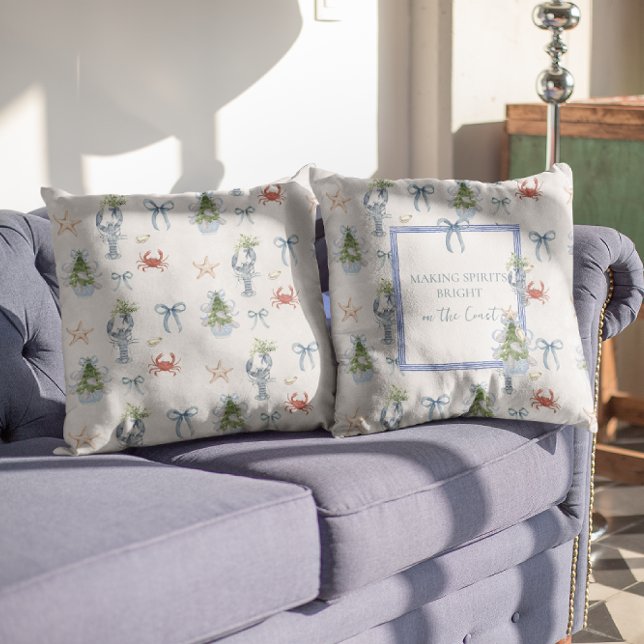 Making Spirits Bright Coastal Christmas Cushion (Creator Uploaded)