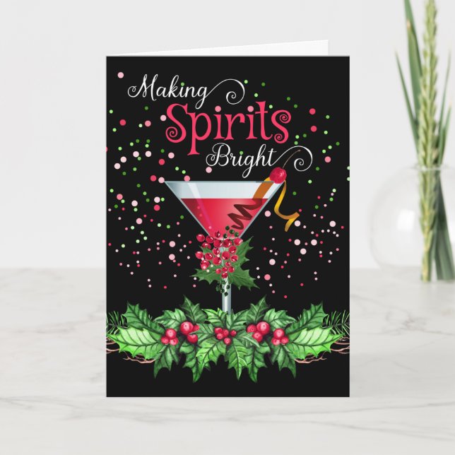 Making Spirits Bright Cocktail Holiday Card (Front)