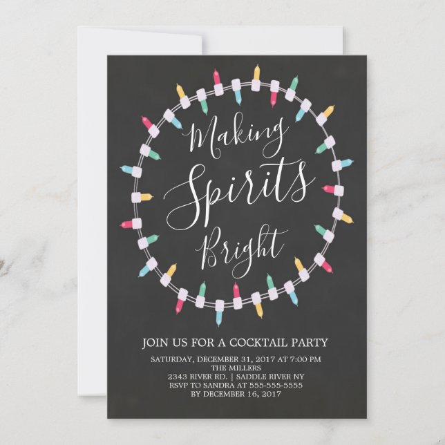 Making Spirits Bright Cocktail Party Invitation (Front)