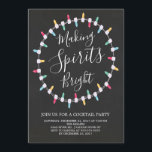 Making Spirits Bright Cocktail Party Invitation<br><div class="desc">Making Spirits Bright Holiday Party Invitation featuring a christmas light wreath set on a popular black chalkboard background. Flip our unique invite over to view a matching back for an extra special touch. Perfect holiday season invitation for a neighbourhood get together, office party, office cocktail party or New Years Eve...</div>