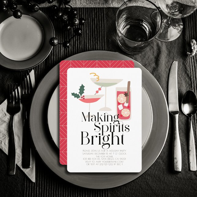 Making Spirits Bright Cocktails Christmas Party  Invitation (Creator Uploaded)