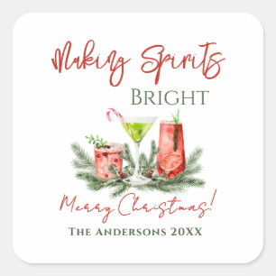 Making Spirits Bright Custom Holiday Square Sticker