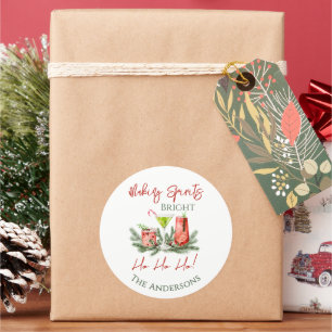 Making Spirits Bright Festive Drinks Christmas Classic Round Sticker