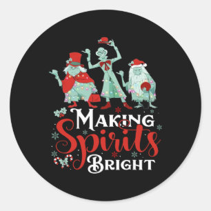 Making Spirits Bright Funny Retro Ghost Christmas Classic Round Sticker