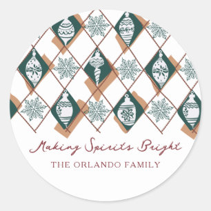Making Spirits Bright Green Holiday Baking  Classic Round Sticker